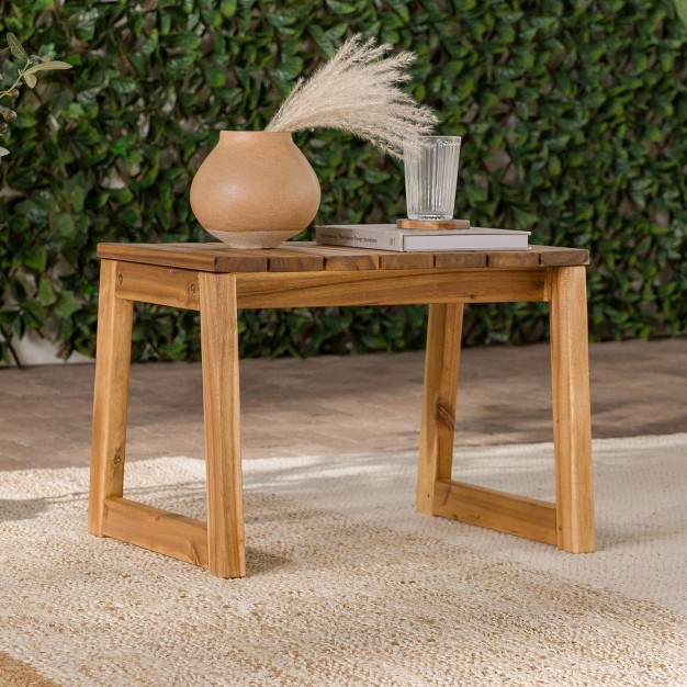 Saracina Home Modern Slatted Rectangle Outdoor Acacia Accent Table