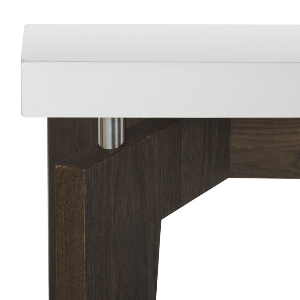 Foster Retro Lacquer Floating Top Console White/ Dark Brown   Midcentury   Console Tables   by Peachtree Fine Furniture  Houzz