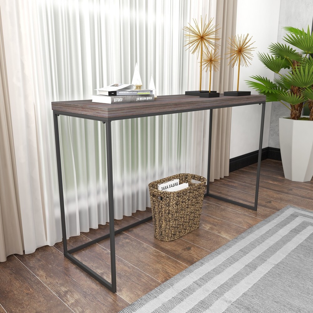 Black Wood Contemporary Console Table with Black Metal Legs