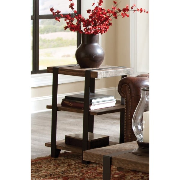 Carbon Loft Kenyon Reclaimed Wood with Metal Straps 3-shelf End Table