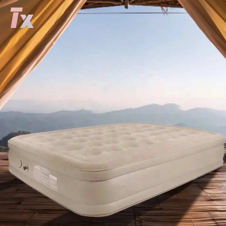 Big Size Air Mattress Bed With Built in Rechargeable Pump One key Automatic Inflatable Double Airbed Sleeping Pad For Camping