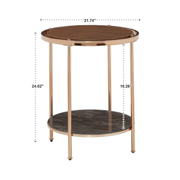 Celsus Champagne Gold End Table with Storage by iNSPIRE Q Bold