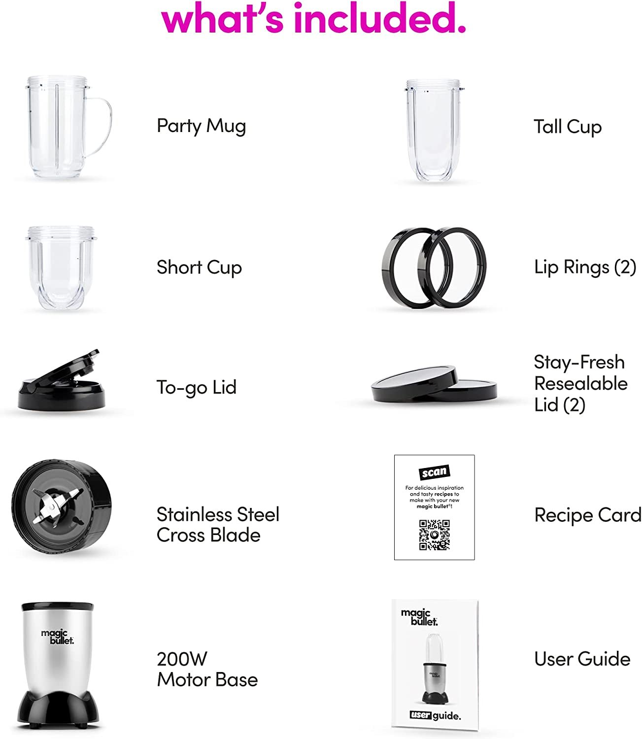 Magic Bullet Blender， Small， Silver， 11 Piece Set