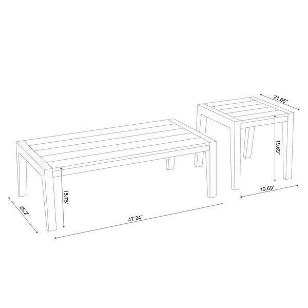 NewAge Products Outdoor Furniture Rhodes Teak Coffee Table and Side Table Set