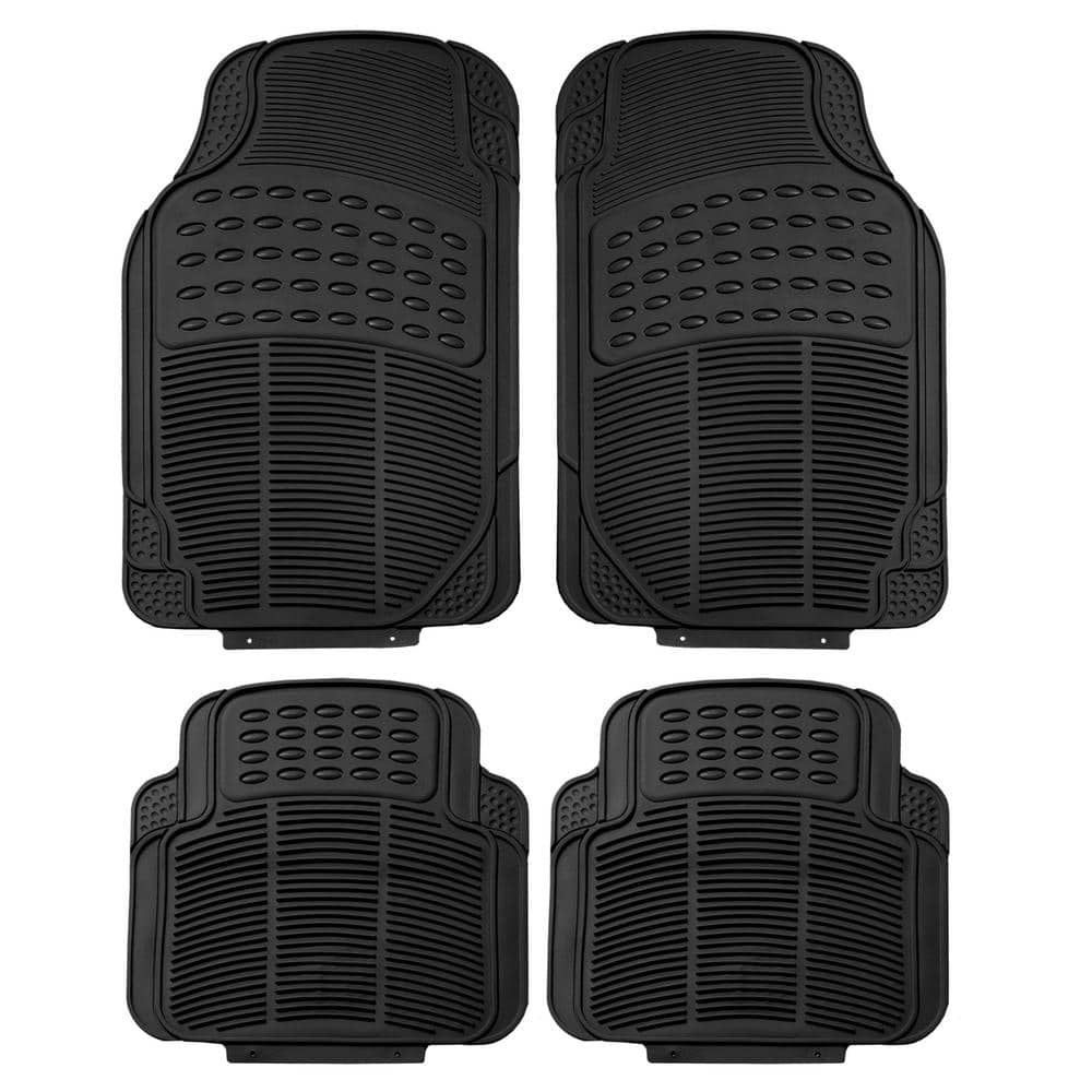 FH Group Black 4-Piece High Quality Liners Durable Heavy-duty Rubber Car Floor Mats - Full Set DMF11305BLACK