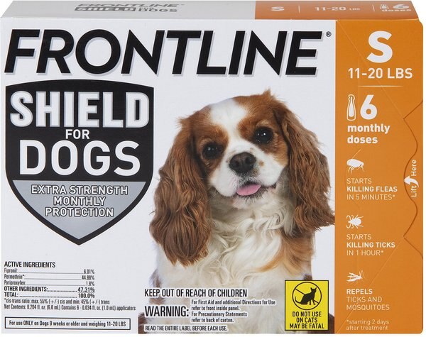 Frontline Shield Flea and Tick Treatment for Small Dogs， 11 - 20 lbs