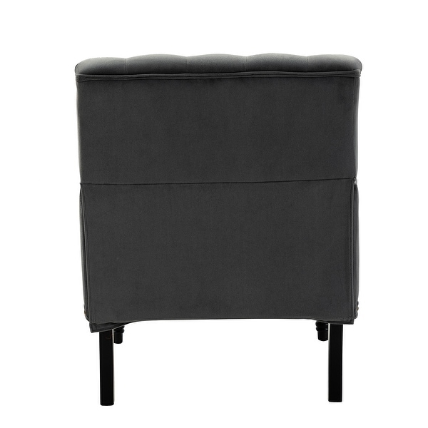 Accent Chair Armchair with Rubber Wood Legs and Nailhead Trim， Tufted Velvet Fabric Upholstery Accent Chairs