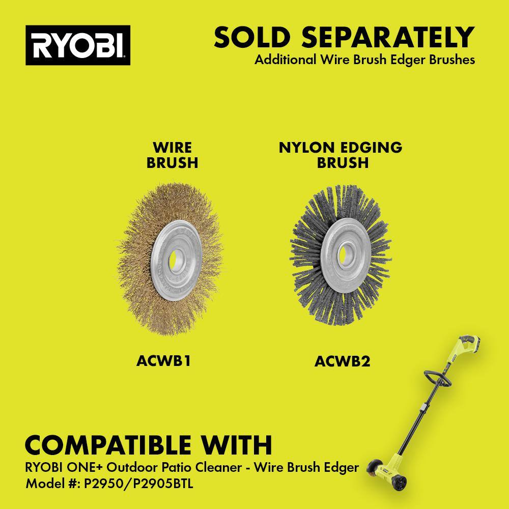 RYOBI ONE+ 18V Patio Cleaner with Wire Brush Edger (Tool Only) P2905BTL