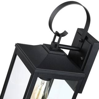 TRUE FINE Citadel 1-Light 18 in. Black Outdoor Wall Lantern Sconce Light TD130005OT