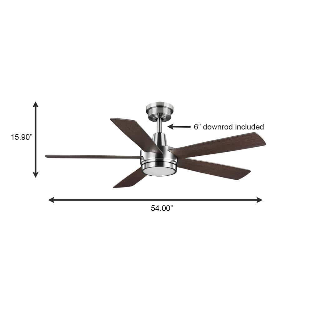 Hampton Bay Fanelee 54 in White Color Changing LED Brushed Nickel Smart Ceiling Fan with Light Kit and Remote Powered by Hubspace