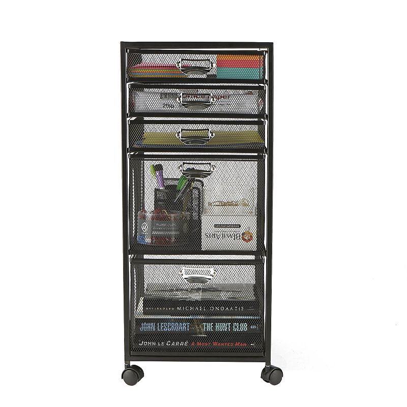 Mind Reader Rolling 5 Drawer File Cabinet