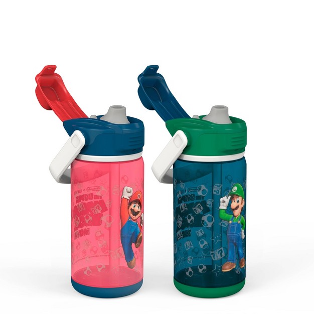 Zak Designs 2pc 16oz Antimicrobial Beacon Bottles With Straw