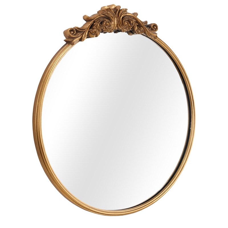 Magnifique Clairvaux Antique Round Metal Wall Mirror   28 in. x 29 in.