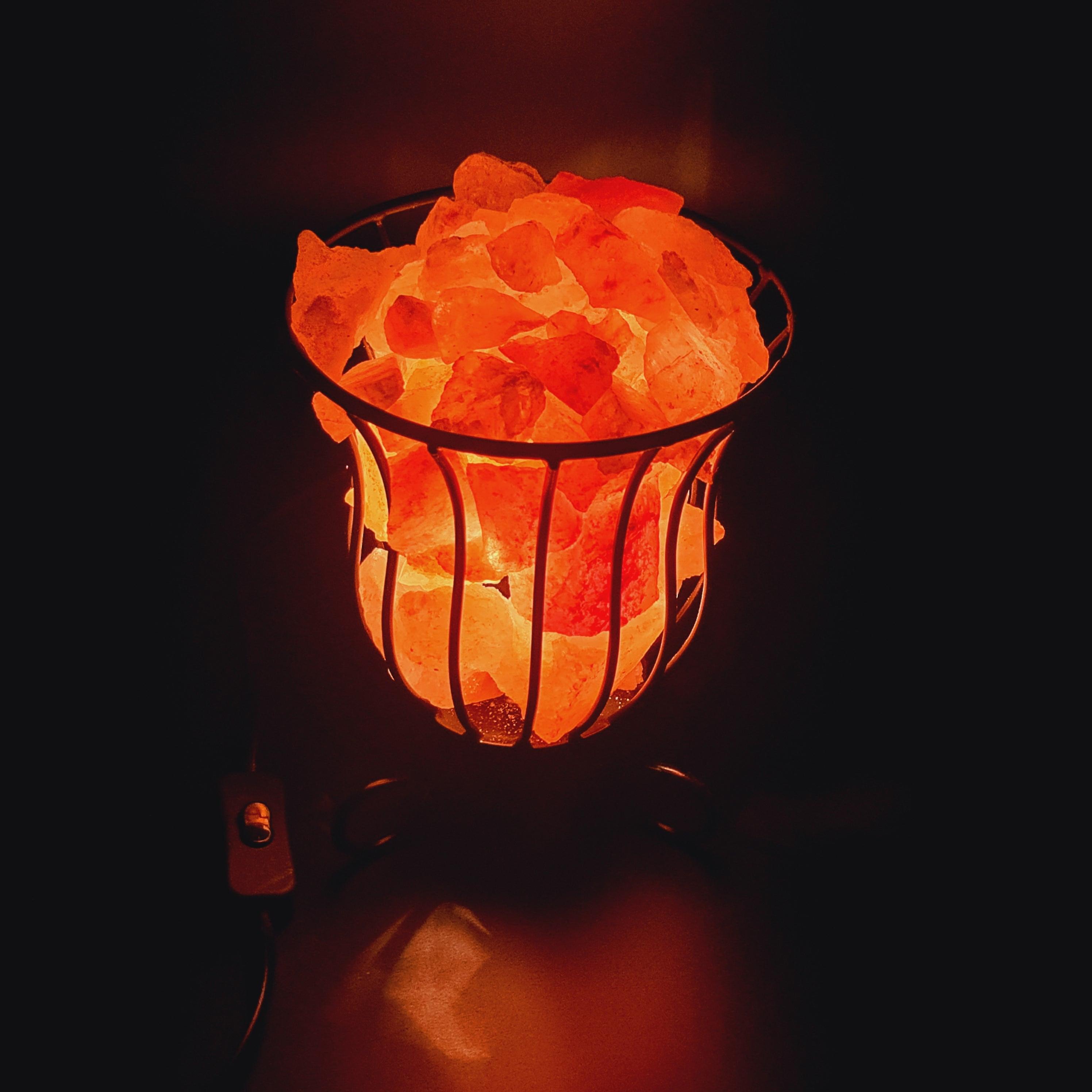 Himalayan salt lamp - xl round basket 3 - 5kg