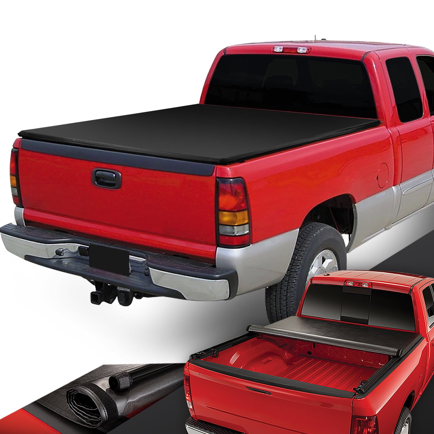 DNA Motoring TTC-RU-033 for 1999 to 2007 Chevy Silverado/GMC Sierra 6.5 Ft Short Bed Roll-Up Soft Vinyl Tonneau Cover 00-06