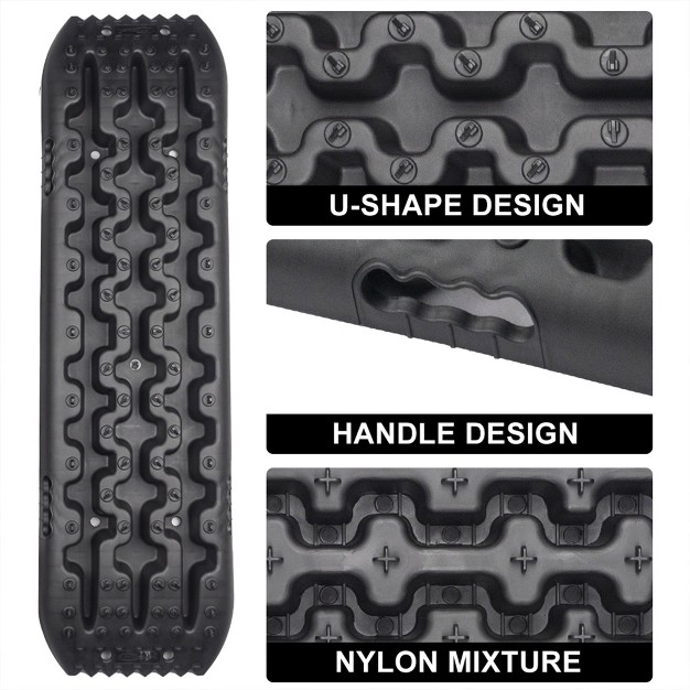 Rugcel Winch Quick Recovery Emergency 4 Wheel Drive Tire Traction Board Mats W Diamond Array Pattern 4 Mounting Brackets amp Carrying Case Black