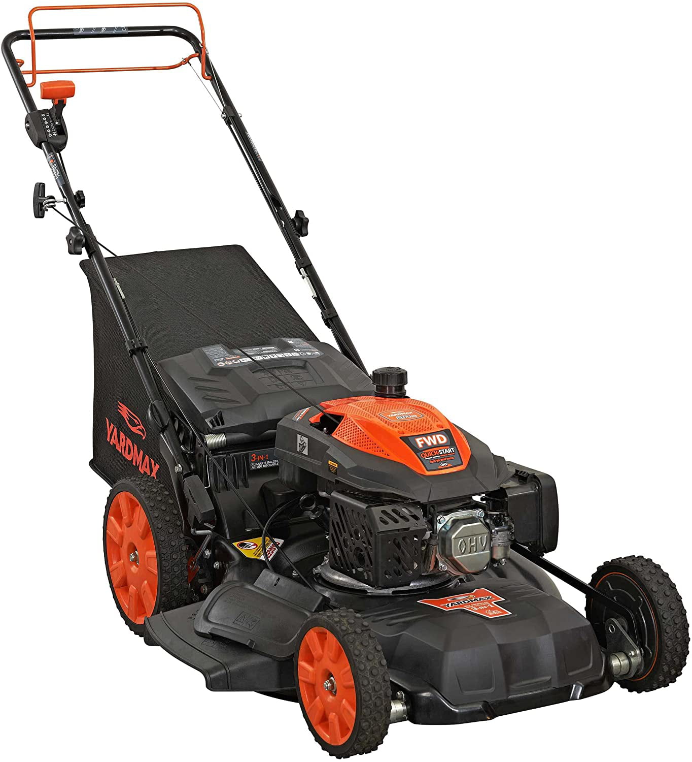 YARDMAX 22 in. 201cc SELECT PACE 6 Speed CVT High Wheel FWD 3-in-1 Gas Walk Behind Self Propelled Lawn Mower