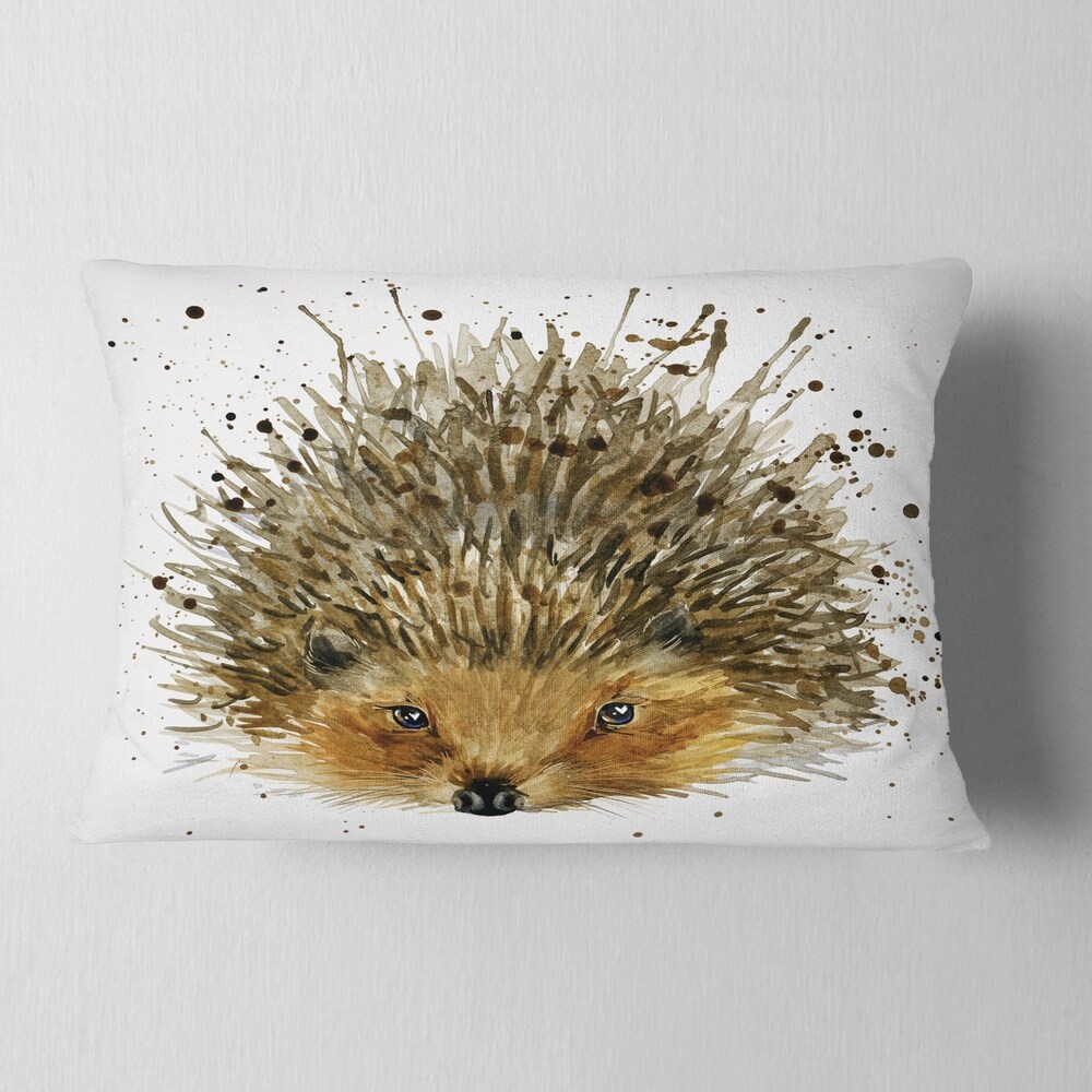 Designart 'Hedgehog Illustration Watercolor' Contemporary Animal Throw Pillow