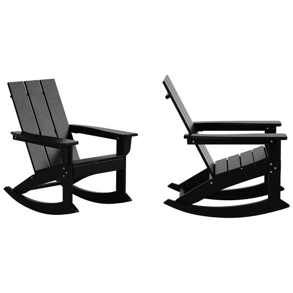 Polytrends Shoreside Modern EcoFriendly All Weather Poly Adirondack Rocking Chairs (Set of 2)