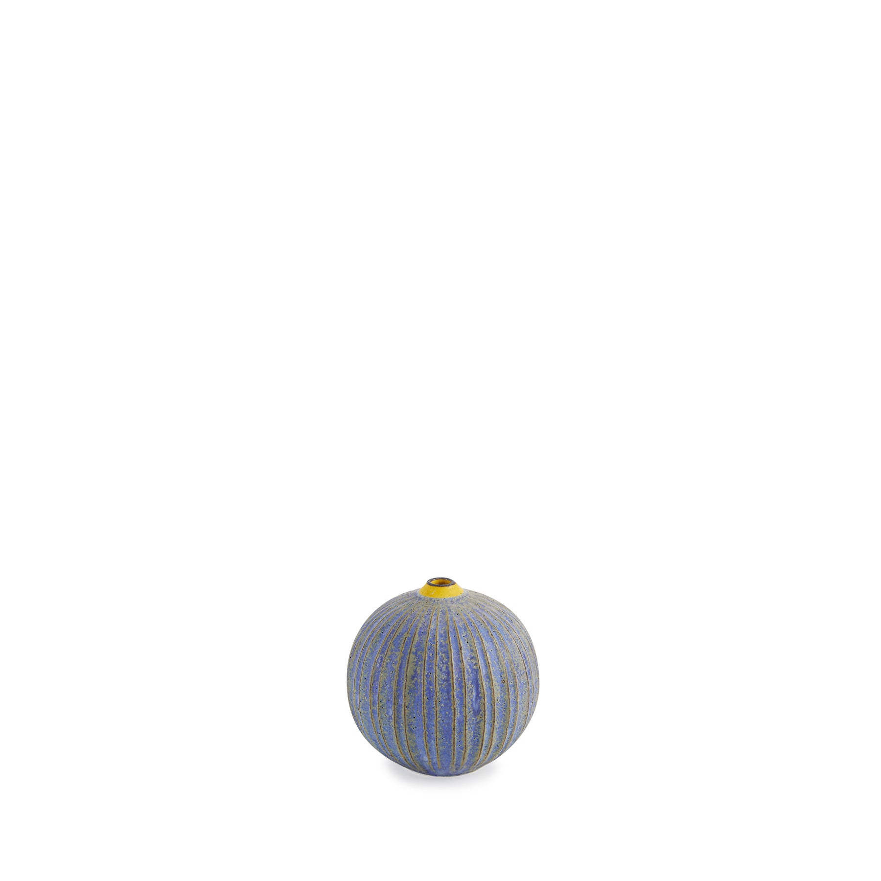 #10 Small Vase in Indigo with Yellow Ring