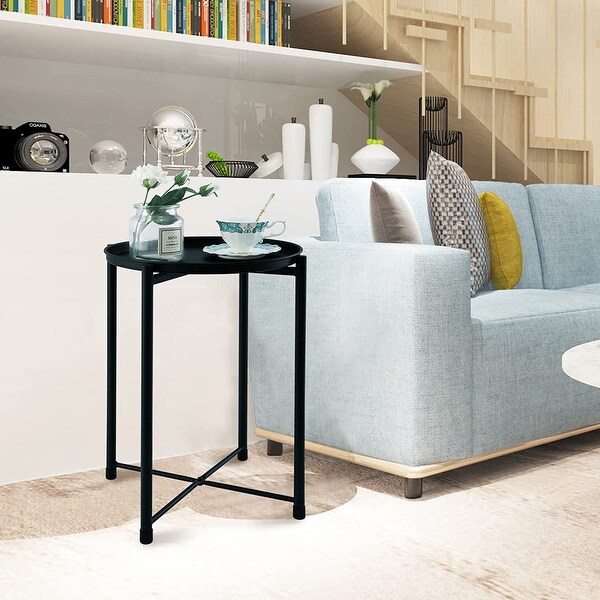 Removable top Metal Tray End Table