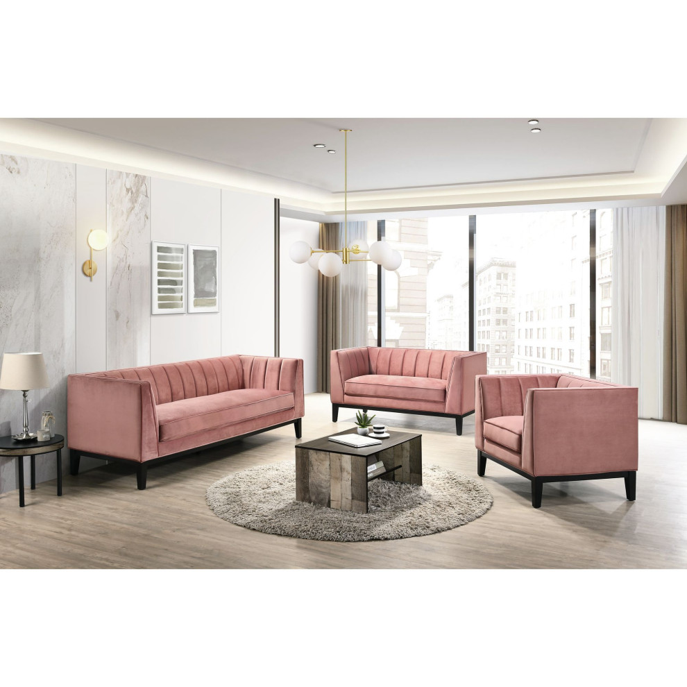 Picket House Furnishings Calabasas 3 Piece Living Room Set  Rose   Contemporary   Living Room Furniture Sets   by Picket House  Houzz