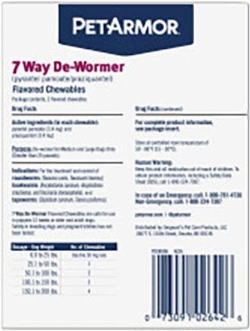 PetArmor 7 Way Dewormer for Hookworms， Roundworms and Tapeworms  for Medium and Large Breed Dogs