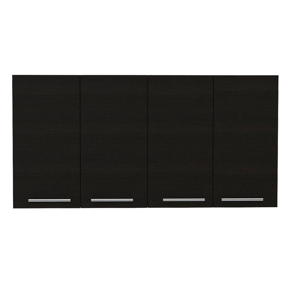 Amucolo 47.2 in. W x 13.1 in. D x 23.6 in. H Black Wood Assembled Wall Kitchen Cabinet with Shelves and Four Doors YeaD-CYD0-BLX