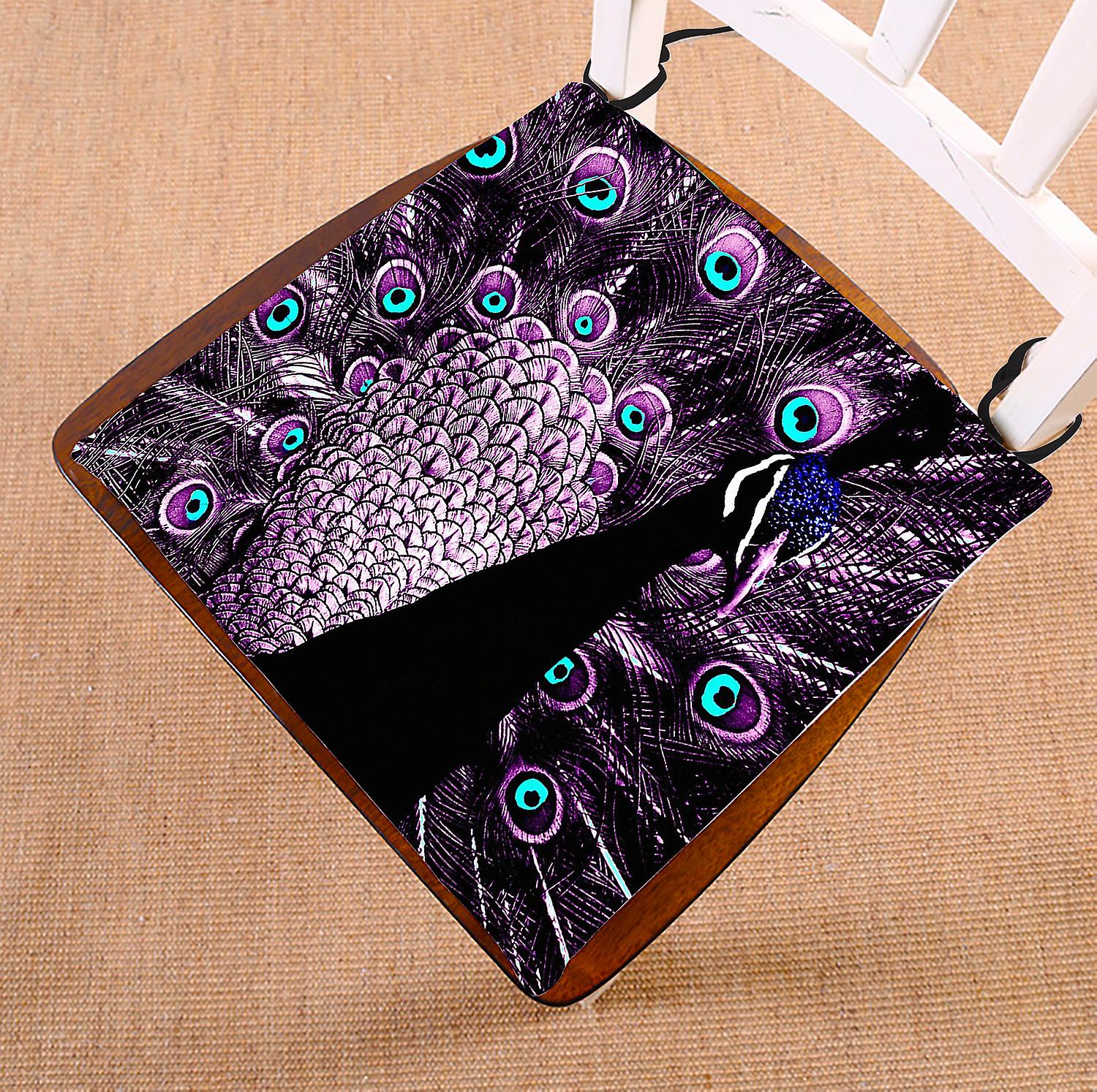 Purple Peacock Feature Chair Pad Seat Cushion Chair Cushion Floor Cushion 45x45 Cm