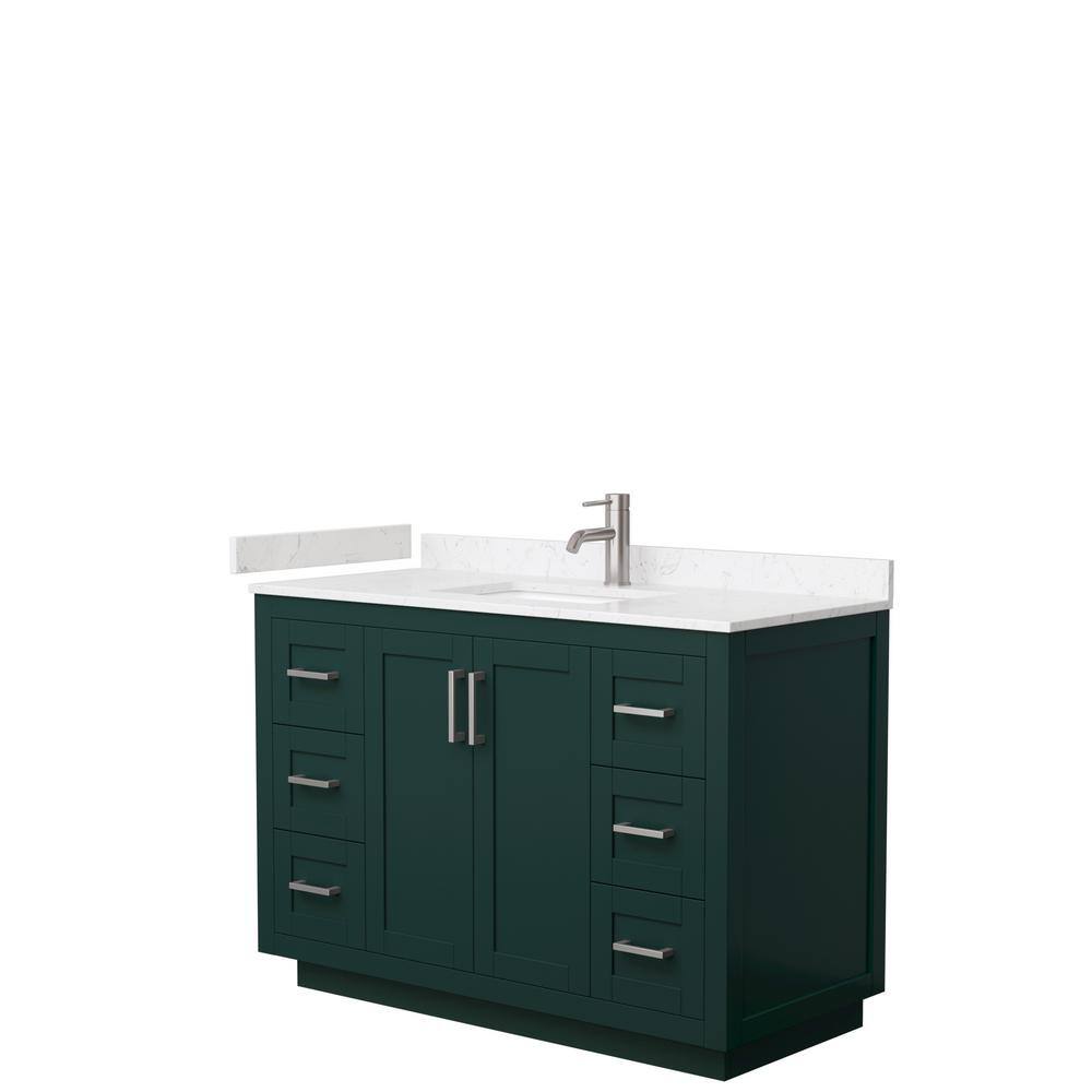 Wyndham Collection Miranda 48 in. W x 22 in. D x 33.75 in. H Single Bath Vanity in Green with Carrara Cultured Marble Top WCF292948SGEC2UNSMXX