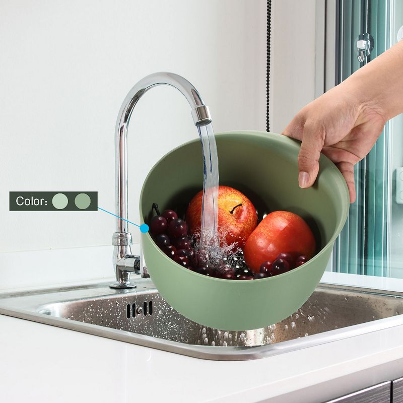 Fruit Vegetable Washing Colander Drain Basket Rice Washing Bowl， 2PCS