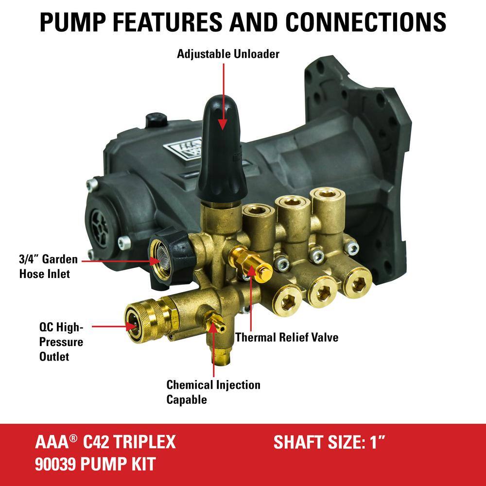 SIMPSON AAA Professional Horizontal Triplex Pump Kit 90039 for 4000 PSI at 3.5 GPM Pressure Washers 90039