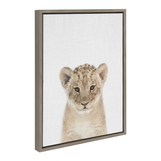 X 24 quot Sylvie Baby Lion Color Framed Canvas By Simon Te Of Tai Prints Gray Kate amp Laurel All Things Decor