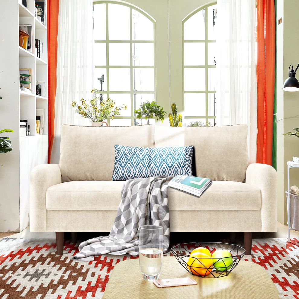 Retro Modern Loveseat  Tapered Legs With Comfy Upholstered Seat   Midcentury   Loveseats   by Declusia  Houzz