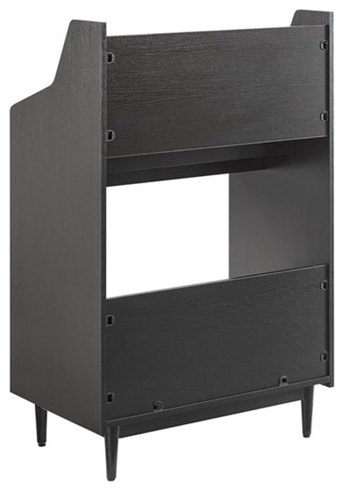 Crosley Furniture Liam 2 Shelf Mid Century Wood Storage Stand in Black   Midcentury   Media Cabinets   by Pot Racks Plus  Houzz