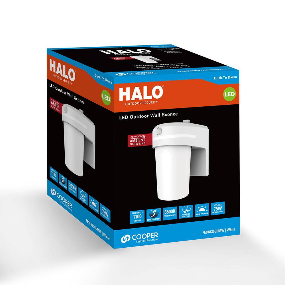 HALO FE 60-Watt Equivalent Integrated LED White Motion Sensing Dusk to Dawn Area Light 3500K FE10A35GLMW