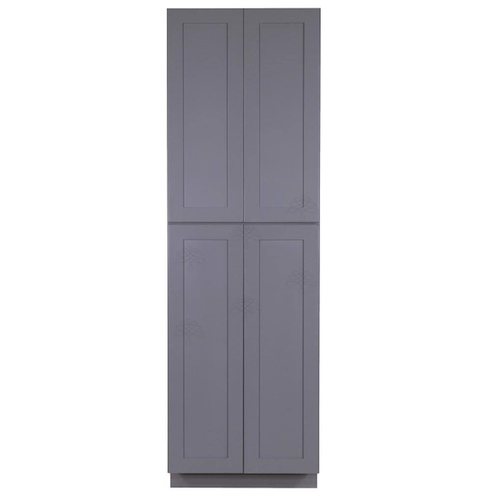 LIFEART CABINETRY Lancaster Gray Plywood Shaker Stock Assembled Tall Pantry Kitchen Cabinet 30 in. W x 90 in. H x 27 in. D ALG-PC3090