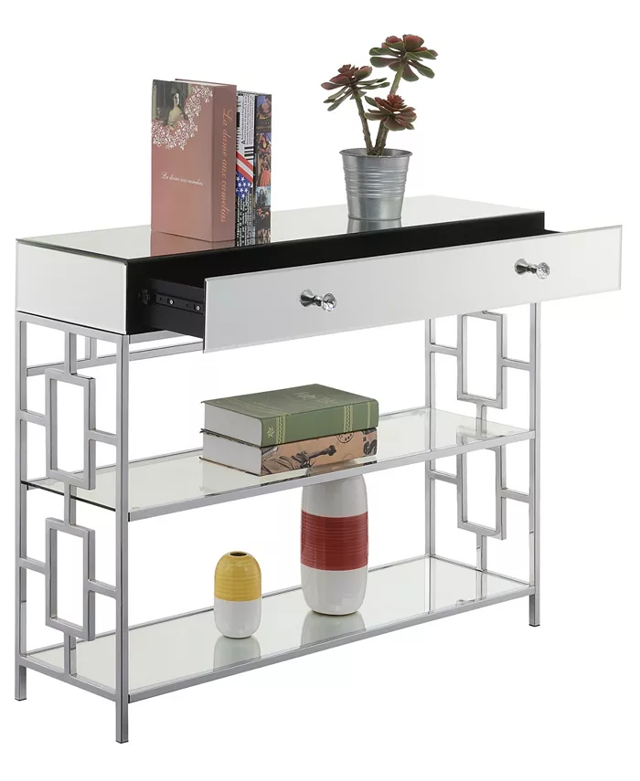 Convenience Concepts Town Square 1 Drawer Mirrored Console Table