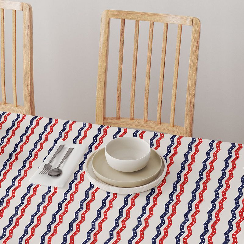 Square Tablecloth， 100% Polyester， 70x70， Patriotic Chevron