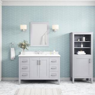 Home Decorators Collection Sepal 48 in. W x 21 in. D x 34.50 in. H Bath Vanity in Dove Grey with White Cultured Marble Top Sepal 48G