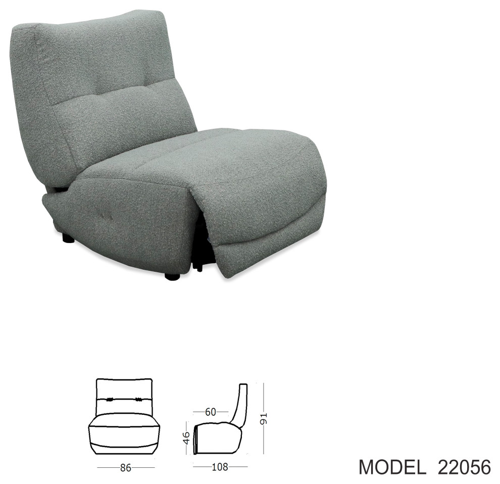 Divani Casa Basil Modern Grey Fabric Small Electric Recliner Chair   Transitional   Recliner Chairs   by Vig Furniture Inc.  Houzz