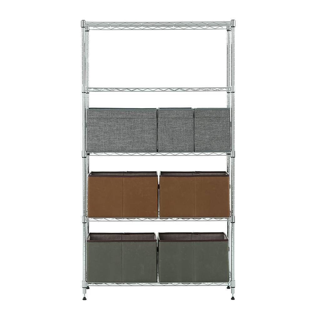 MZG Chrome 5-Tier Steel Shelving (11.8 in. x 33.5 in. x 59 in.) 3085150OAH501SG