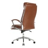 Modern Comfort Verismo Bonded Leather High-Back Executive Chair， Brown/Chrome， BIFMA Certified