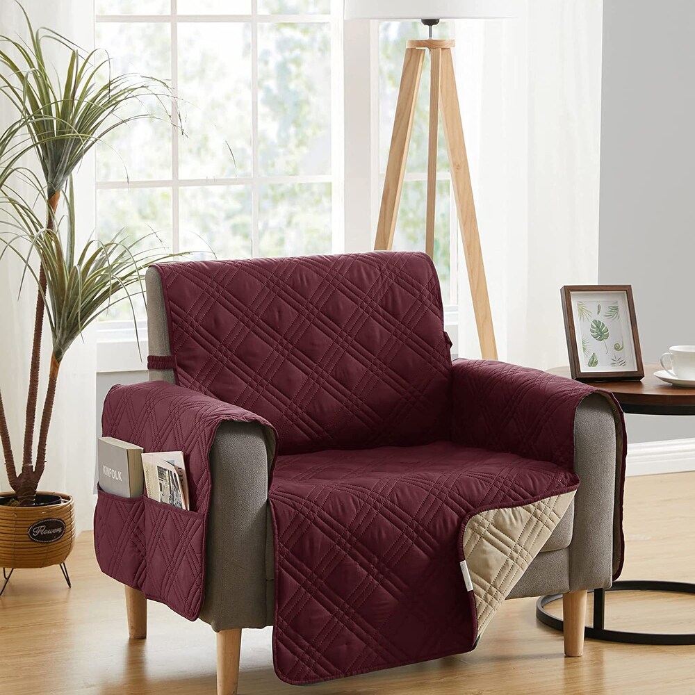 Teflon Newfield Reversible Chair Cover  Burgundy and Tan