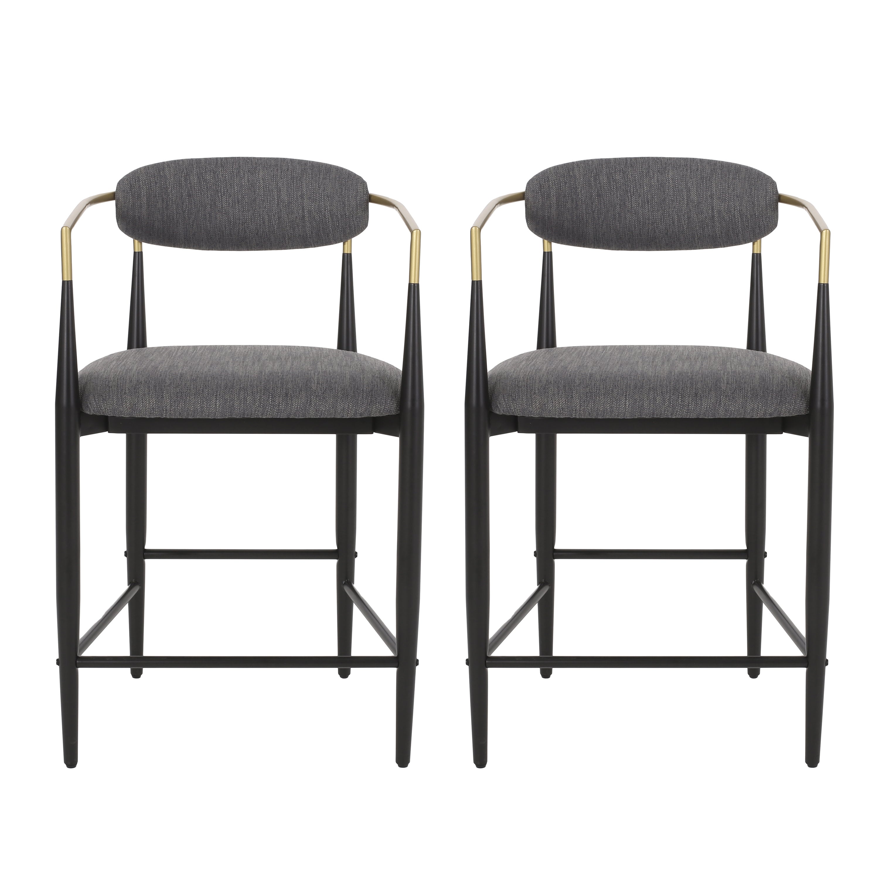 Camas Modern Fabric Upholstered Iron 25 Inch Counter Stools, Set of 2