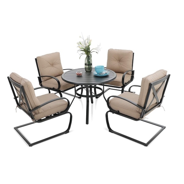 MAISON ARTS 5 Pieces Patio Dining Set，4 Spring Dining Chairs and 1 Round Table with 1.57