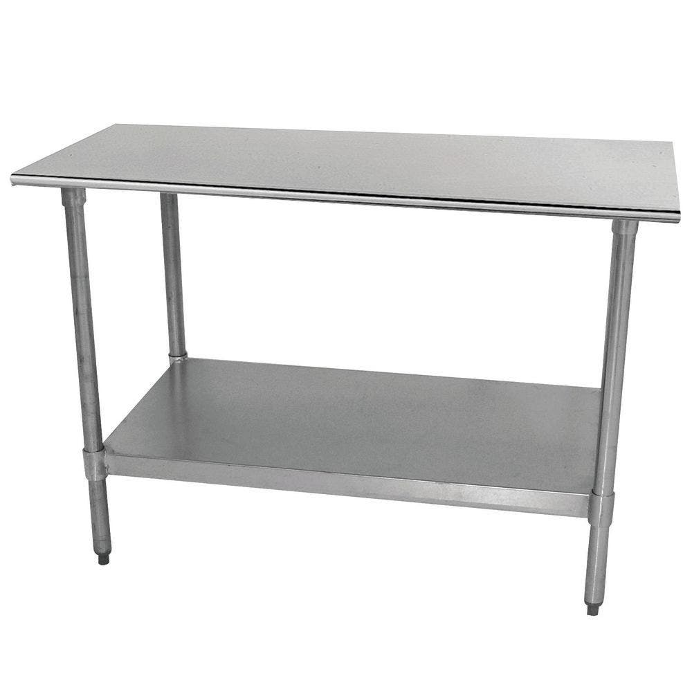 Central Exclusive Stainless Steel / Galvanized Steel Work Table With Flat Top And Bullnose Edge - 36