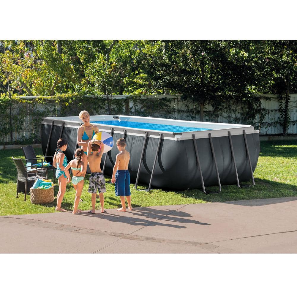 INTEX 18 ft. x 9 ft. x 53 in. Rectangular Above Ground Pool with Cover, Cooler, and Float (2-Pack) 26355EH + 29026E + 58821EP + 2 x 58868EP