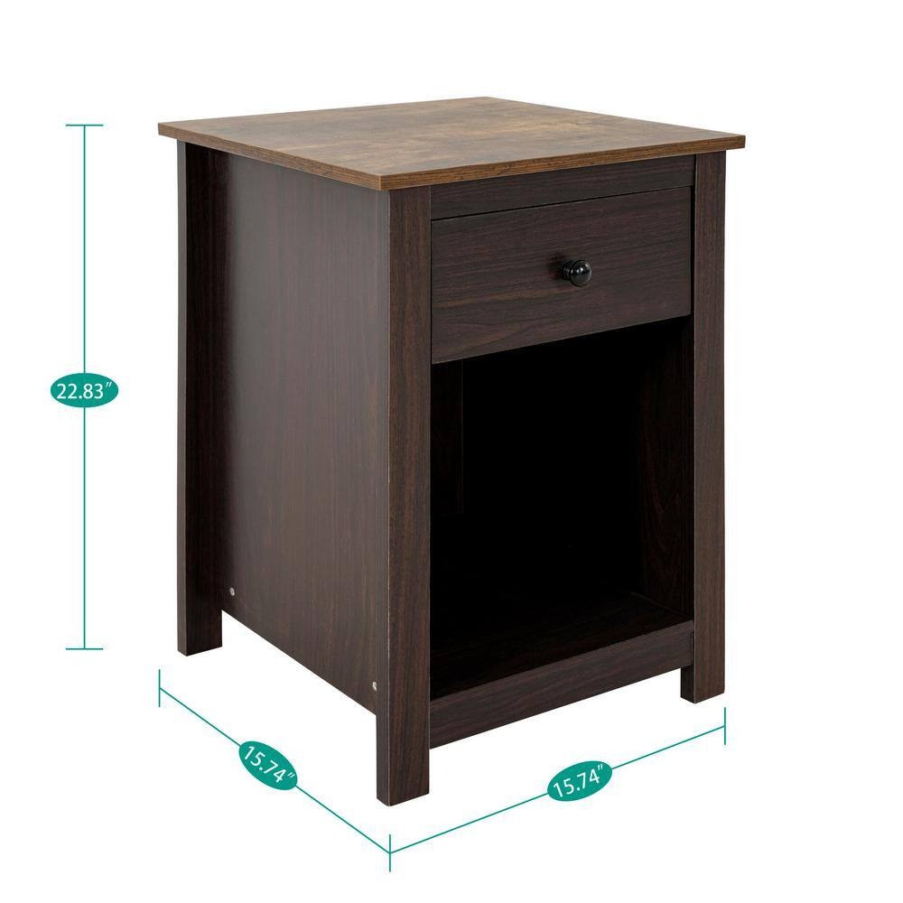 HOMESTOCK 1-Drawer Espresso 22.83 in. H x 15.74 in. W x 15.74 in. D MDF Engineered Wood Lateral File Cabinet 81680HD