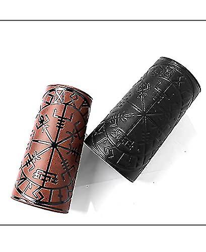 2pcs Leather Gauntlet Wristband Punk Bracer Leather Arm Guards Gauntlet Viking Runic Compass Embossed Arm Bracers Medieval